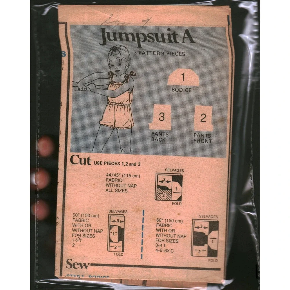 Vintage Butterick 5475 5476 Kids Jumpsuit Sewing Pattern Size 4 Retro Summer